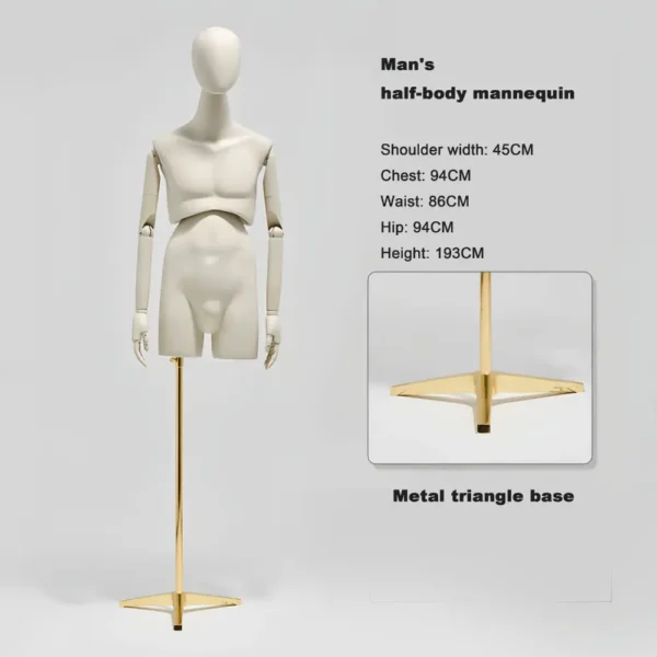 AdjustableFull-BodyMannequinSetwith360°RotatingWaistHead–MaleFemaleChildHalf-BodyStylesvisualmerchandisingfemaleandmaleclothesmannequinRichenmannequin