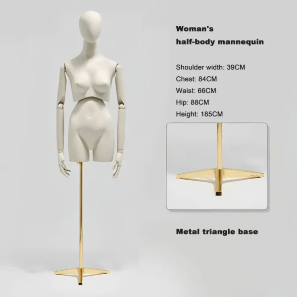AdjustableFull-BodyMannequinSetwith360°RotatingWaistHead–MaleFemaleChildHalf-BodyStylesvisualmerchandisingfemaleandmaleclothesmannequinRichenmannequin
