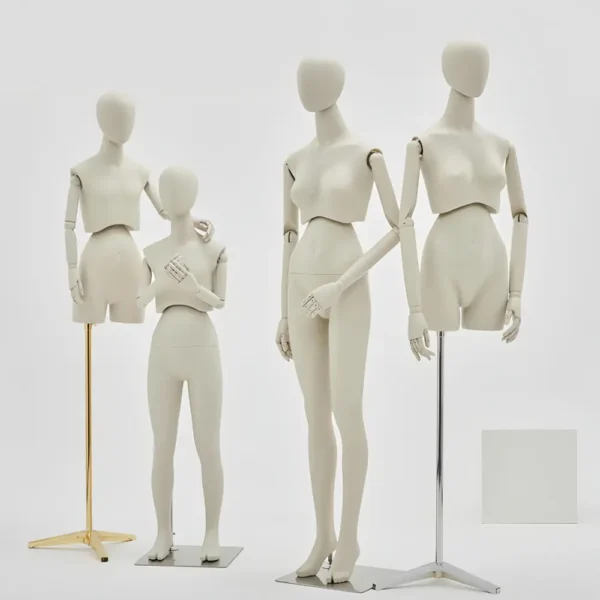AdjustableFull-BodyMannequinSetwith360°RotatingWaistHead–MaleFemaleChildHalf-BodyStylesvisualmerchandisingfemaleandmaleclothesmannequinRichenmannequin