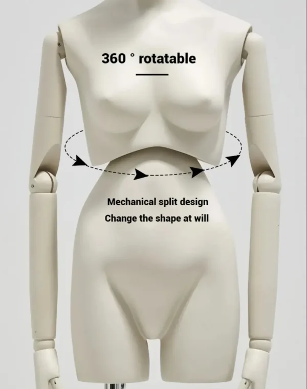 AdjustableFull-BodyMannequinSetwith360°RotatingWaistHead–MaleFemaleChildHalf-BodyStylesvisualmerchandisingfemaleandmaleclothesmannequinRichenmannequin