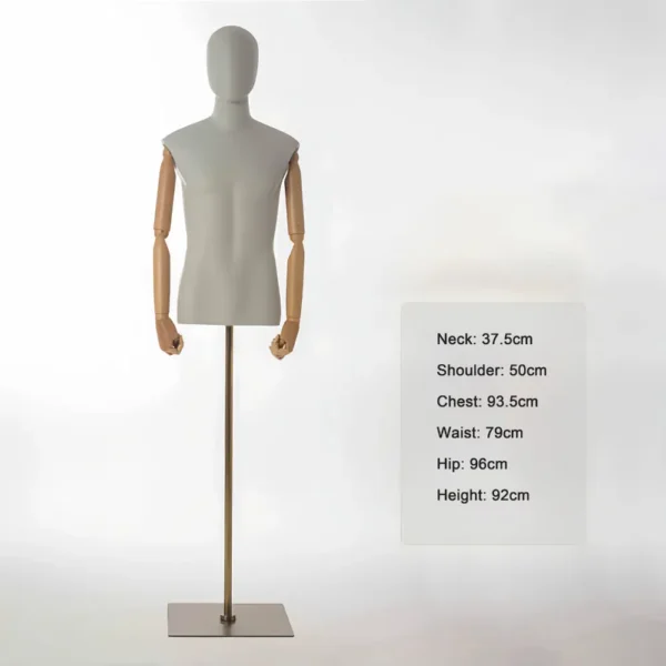 Gray standing seated half-length adjustable male mannequin visual merchandising female and male clothes mannequin for sale in storefront window display Wholesale Bulk Factory Richenmannequin