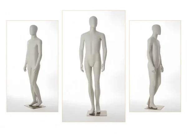 Gray standing seated half-length adjustable male mannequin visual merchandising female and male clothes mannequin for sale in storefront window display Wholesale Bulk Factory Richenmannequin